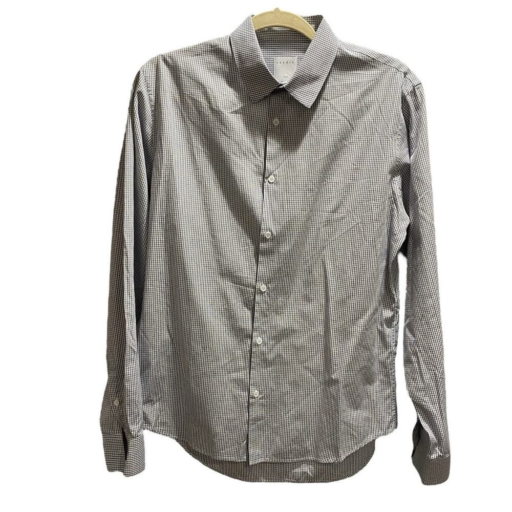 Sandro‎ Paris Unisex Long Sleeve Button Up Collared Check Shirt Sz 39/Sm-med